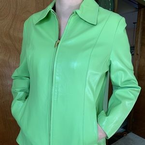 Gorgeous light sage green women’s leather jacket